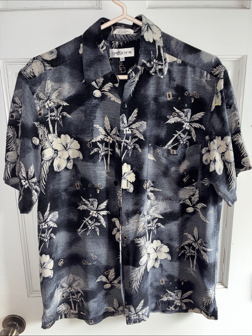 Chereskin Black , gray and White Tropical Button-Down Shirt